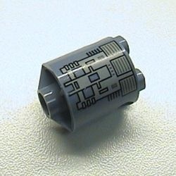 30361px4-55G Steen, 2x2x2 rond (Robot Body) met grijze vierkanten en zwarte lijnen blauw, zandkleurig gebruikt *5R0000