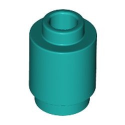 3062b-39 Steen 1x1 rond- met inkeping onder, open nop turquoise, donker NIEUW *1B076