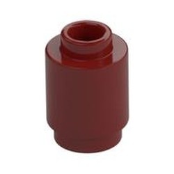 3062b-59G Steen 1x1 rond- met inkeping onder, open nop rood, donker gebruikt *1B335