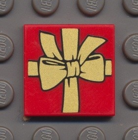 3068bpb0786-5 Tegel 2x2 Gouden strik/kado rood NIEUW *