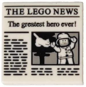 3068bpb1105-1 Tegel 2x2 THE LEGO NEWS "The Greatest hero ever! wit NIEUW *