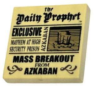 3068pb1294-2 Tegel 2x2 Krant 'the Daily Prophet' crème NIEUW *