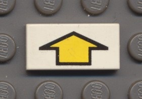 3069bp13-1G Tegel 1x2 Pijl naar boven/beneden wit gebruikt *5T02-01