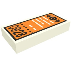 3069bpb0029-1G Tegel 1x2 Oranje treinkaartje wit gebruikt *5T02-04