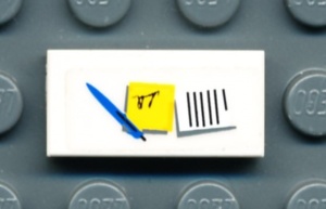 3069bpb0219-1G Tegel 1x2 pen en papier (Sticker) wit gebruikt *5T02-05