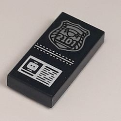 3069bpb0260-11 Tegel 1x2 met zilveren politiebadge zwart NIEUW *