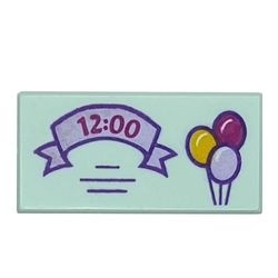 3069bpb0428-152 Tegel 1x2 met ballonnen aqua, licht NIEUW *