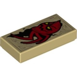3069pb0441-2 Tegel 1x2 met rood monster (Nexo Knights Book of Revenge) crème NIEUW *1L000