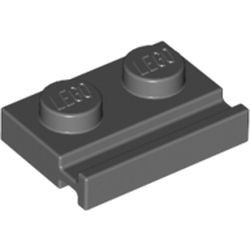 32028-85G Platte plaat 1x2 met deurrail grijs, donker (blauwachtig) gebruikt *6K3
