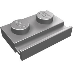 32028-95 Platte plaat 1x2 met deurrail zilver, mat NIEUW *1B316