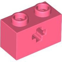 32064-220 Technic, steen 1x2 met asgat rood, koraal NIEUW *