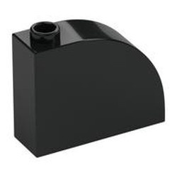 33243-11 Steen, 1x3x2 ronde top 90 graden massief zwart NIEUW *1B070