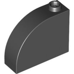 33243-11G Steen, 1x3x2 ronde top 90 graden massief zwart gebruikt *1L112