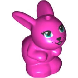 34050pb03-47 Konijn zittend met donkerturquoise ogen, zwarte neus roze, donker NIEUW *0D000