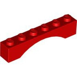 3455-5 Steen, boog 1x6x1 (niet-verhoogd zie ook 92950) rood NIEUW *1B386