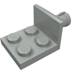 3481-9G Platte plaat 2x2 met opstaande rand en clip rotor lichtgrijs (klassiek) gebruikt *1L0000