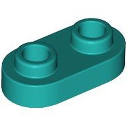 35480-39 Platte plaat 1x2 ovaal/afgerond beide kanten turquoise, donker NIEUW *1B351