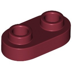 35480-59 Platte plaat 1x2 ovaal/afgerond beide kanten rood, donker NIEUW *1B351