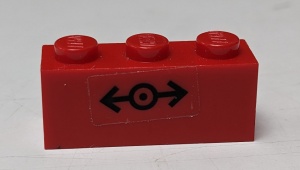 3622pb036-5G Steen 1x3 Trein logo (Sticker) rood gebruikt *5V03-02