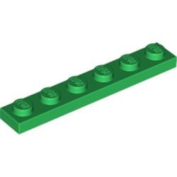 3666-6G Platte plaat 1x6 groen gebruikt *1B371