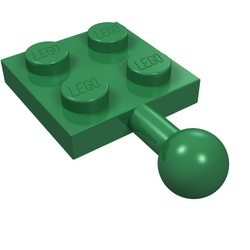 3729-6G Platte plaat 2x2 met trekhaak groen gebruikt *0B009