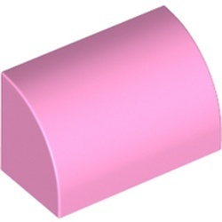 37352-104 Dakpan 1x2x1 halfrond roze, helder NIEUW *1B074