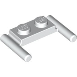 3839b-1 Platte plaat 1x2- 2 hendels lagere setting wit NIEUW *1B320