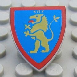 3846p4h-9G Schild Staande gele leeuw op blauwe achtergrond lichtgrijs (klassiek) gebruikt *0L0000