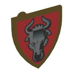 3846pb022-115G Schild driehoek met stier motief goud, parel gebruikt *0L0000