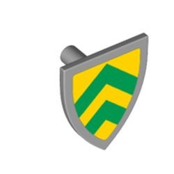 3846pb059-86 Schild driehoek gele achtergrond groene chevrons grijs, licht (blauwachtig) *0L0000