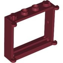 3853-59G Raam 1x4x3 te combineren met 2 panelen 3854, 2 luiken 3856 of glas 3855 rood, donker gebruikt *1C035