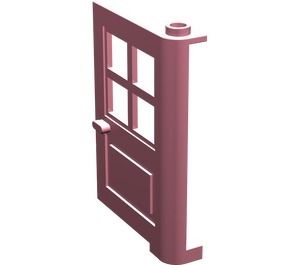 3861-23G Deur 1x4x5 met 4 raampjes- geen frame nodig roze (klassiek) gebruikt *1C029