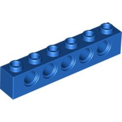 3894-7G Technic, steen 1x6 met 5 gaten blauw gebruikt *1D055