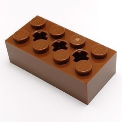 39789-88 Technic, steen 2x4 steen met drie asgaten bruin, roodachtig NIEUW *
