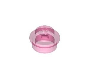 4073-50 Platte plaat 1x1 rond transparant, donkerroze NIEUW *1B207
