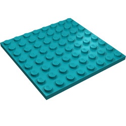 41539-39 Platte plaat 8x8 turquoise, donker NIEUW *1K0000