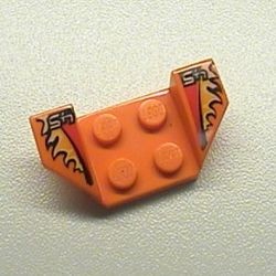 41854pb10-4G Plaat 2x4 met spatbord verhoogde vleugels met '45' en vlammen oranje gebruikt *5S066