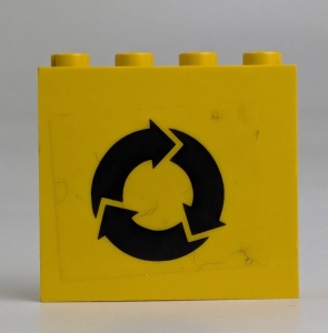 4215pb041-3G Paneel 1x4x3 Recycling symbool (zwart) geel gebruikt *0D0000