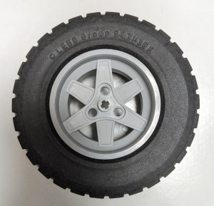 44772c03-86G Wiel 56mmx34mm Technic Racing, band met 3 gaten 94.3x38R (92912) (PAKKETZENDING) grijs, licht (blauwachtig) gebruikt *5W000