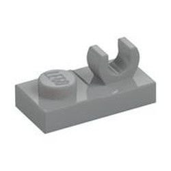 44861-86 Platte plaat 1x2 met clip OP plaat grijs, licht (blauwachtig) NIEUW *1B290