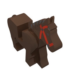 4493c01pb01-8G Paard met zwarte manen en rode teugels bruin (klassiek) gebruikt *5K000
