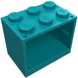 4532a-39G Kastje klein 2x3x2 DICHTE noppen (zie 4533 voor deur) turquoise, donker gebruikt *5K000