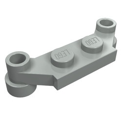 4590-9 Platte plaat 1x4 offset (plaat 2 x1+gaten links en rechts) lichtgrijs (klassiek) NIEUW *1B320