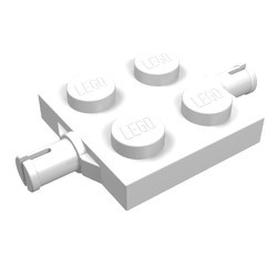 4600-1G Platte plaat 2x2 met 2 wielhouders (pinnen) wit gebruikt *6K09