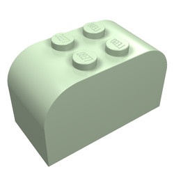 4744-38G Steen 2x4 afgerond boven met 4 noppen bovenop groen, licht gebruikt *0K0000