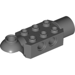 47454-85G Technic, steen 2x3 met pingaten en rotatie ball half horizontaal en rotatie socket grijs, donker (blauwachtig) gebruikt *