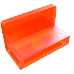 4865b-18 Paneel 1x2x1 (bankje) vlak afgeronde hoeken transparant neonoranje NIEUW *1B018