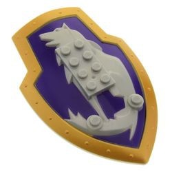 50654pb01-66G Groot schild met Danju Wolf op donker paars en goud grijs, lichtparel gebruikt *0L0000