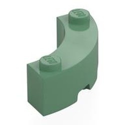 5152-48 Steen 3x3 gebogen (Macaroni) groen, zandkleurig NIEUW *
