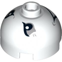553pb012-1 Steen, 2x2x1 dome met ogen en grijns (Joker Bomb) wit NIEUW *1L082